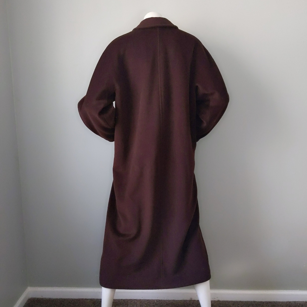 ⛔ SOLD ⛔ Vtg Chocolate Brown MaxMara Icon Wool Maxi Coat 8 - Picture 6 of 8